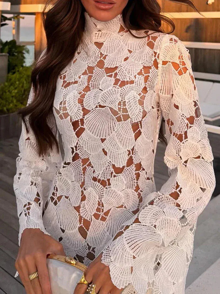 Women's Knitted Long-Sleeve Mini Occasion Dress
