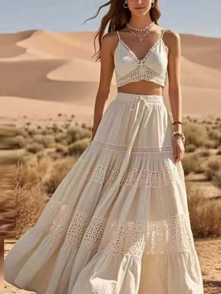 Women's Lace Cut-Out Skirt Set