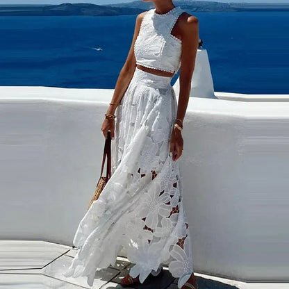 Women's Sleeveless Pleated Skirt Set