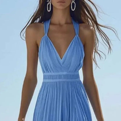 Women's Bohemian V-Neck Strappy Sleeveless Maxi Dress