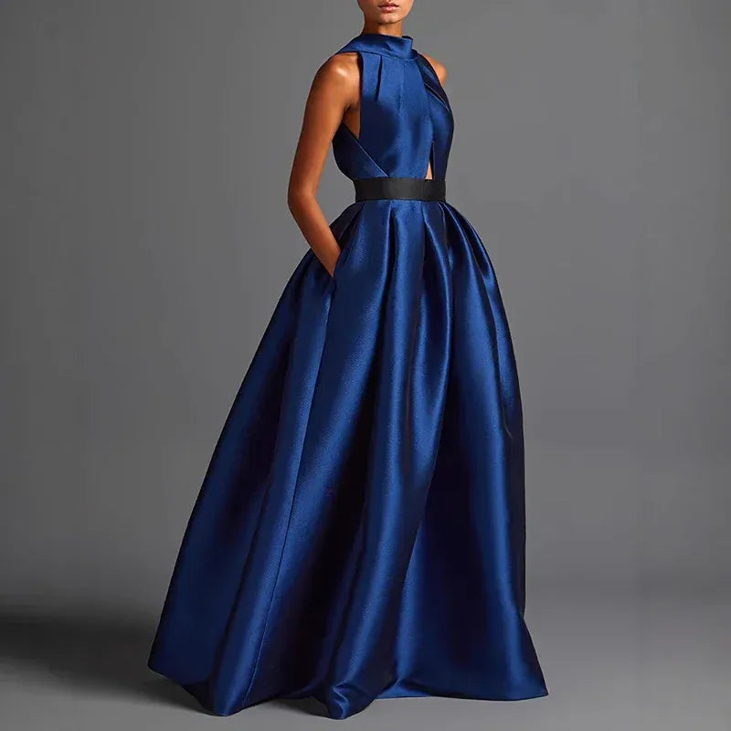 Women's Satin Openwork Sleeveless Vacation Occasion Dress