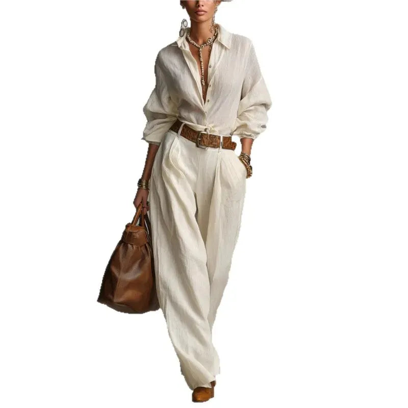 Women's Long-Sleeve Relaxed-Fit Pants Set