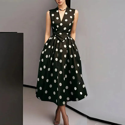 Women's Floral V-Neck Sleeveless Bohemian Office Occasion Dress