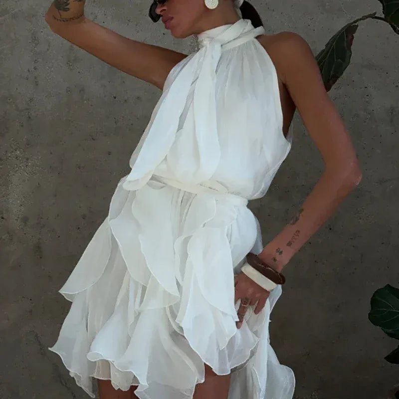 Women's Strappy Sleeveless Draped Mini Occasion Dress