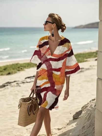 Women's Bohemian Vintage V-Neck Dress