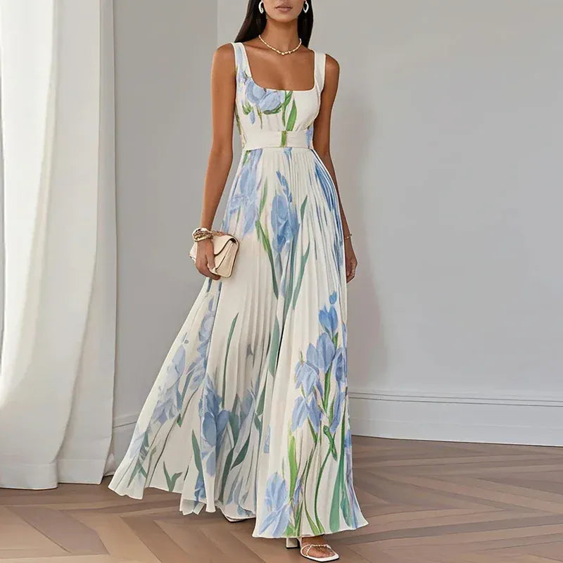 Women's Floral Sleeveless High-Waisted Occasion Dress