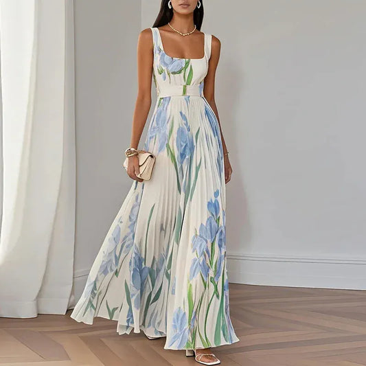 Women's Floral Sleeveless High-Waisted Occasion Dress