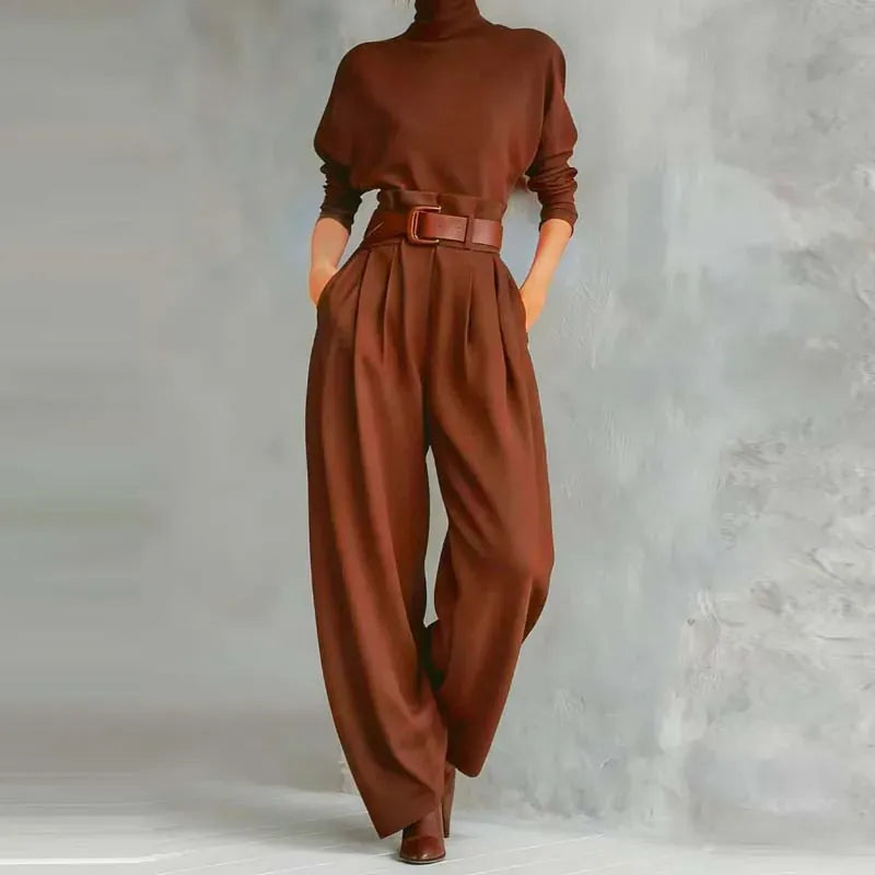 Women's Long-Sleeve High-Waisted Pants Set