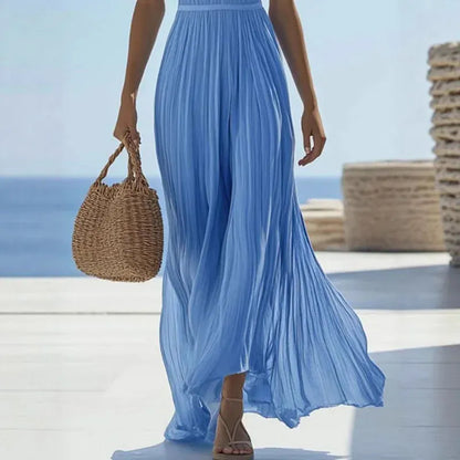 Women's Bohemian V-Neck Strappy Sleeveless Maxi Dress