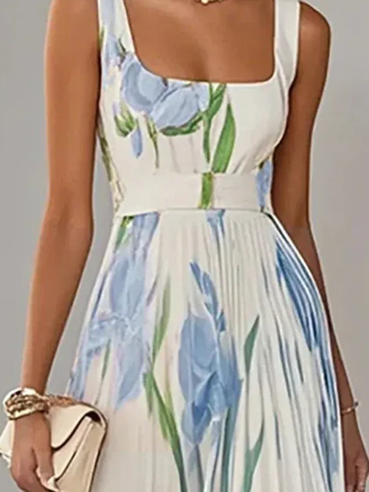 Women's Floral Sleeveless High-Waisted Occasion Dress