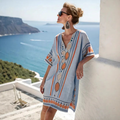 Women's Bohemian Vintage V-Neck Dress