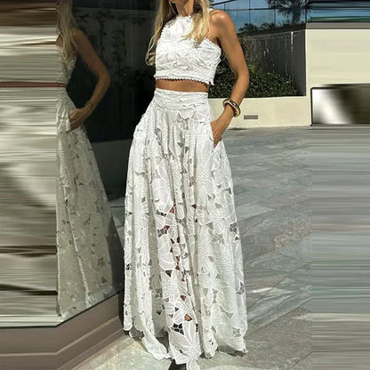 Women's Sleeveless Pleated Skirt Set