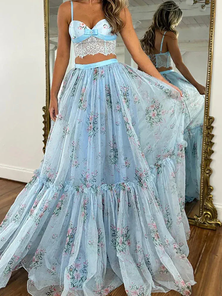 Women's Lace Strapless Skirt Set