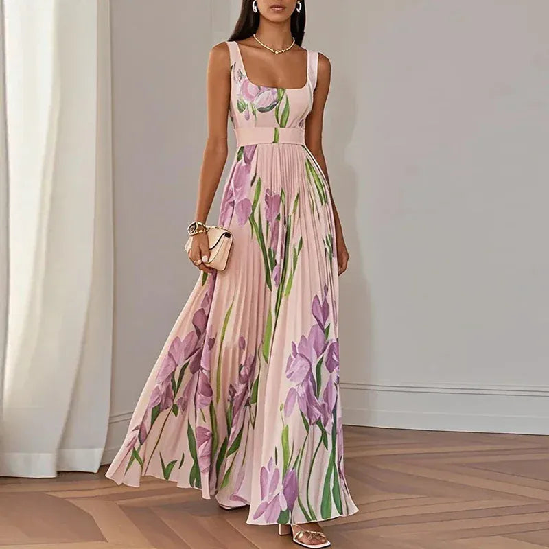 Women's Floral Sleeveless High-Waisted Occasion Dress