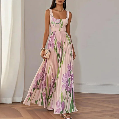 Women's Floral Sleeveless High-Waisted Occasion Dress
