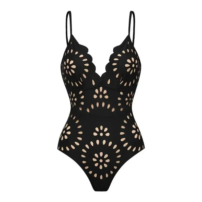 Women's Lace-Detail Solid-Color Backless Beach Two-Piece Set