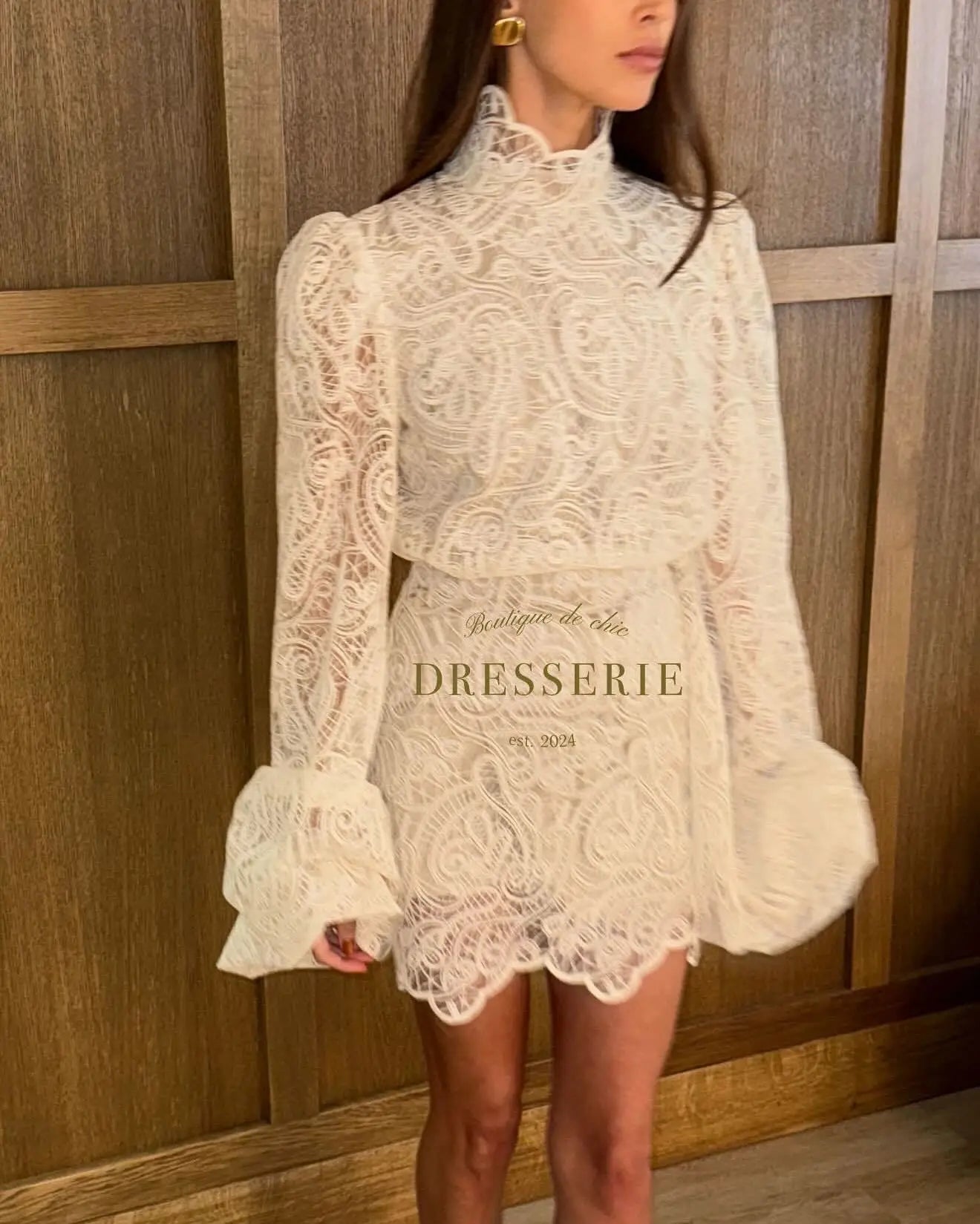 Women's Occasion Lace Long-Sleeve Mini Dress