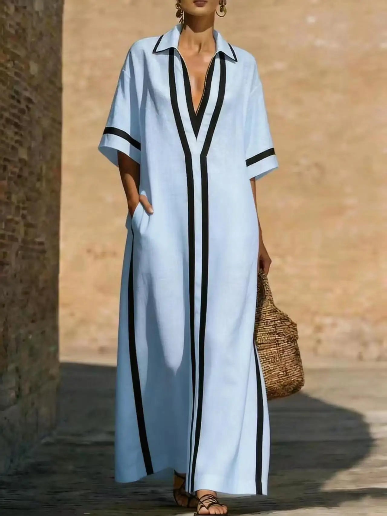 Women's V-Neck Short-Sleeve Mini Occasion Dress
