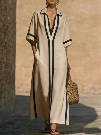 Women's V-Neck Short-Sleeve Mini Occasion Dress