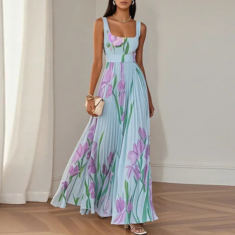 Women's Floral Sleeveless High-Waisted Occasion Dress