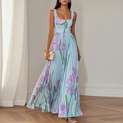 Women's Floral Sleeveless High-Waisted Occasion Dress