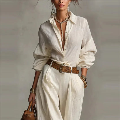Women's Long-Sleeve Relaxed-Fit Pants Set