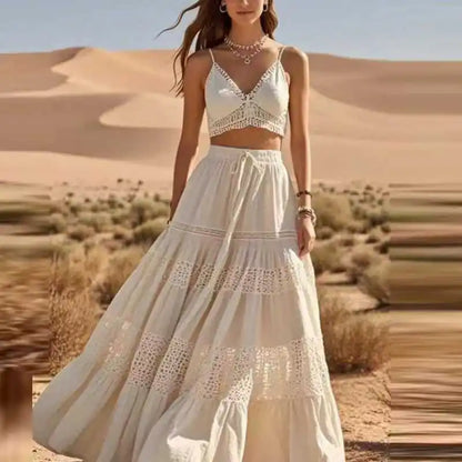 Women's Lace Cut-Out Skirt Set