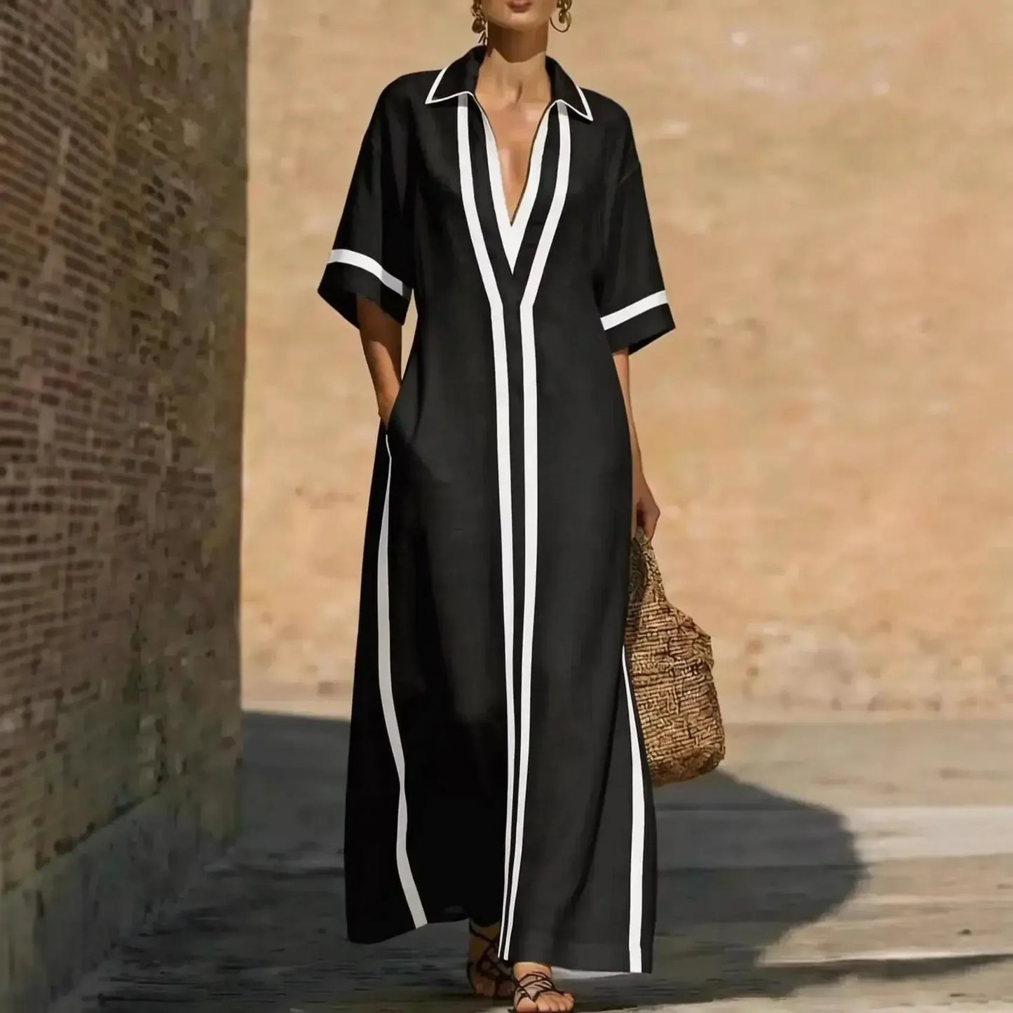 Women's V-Neck Short-Sleeve Mini Occasion Dress